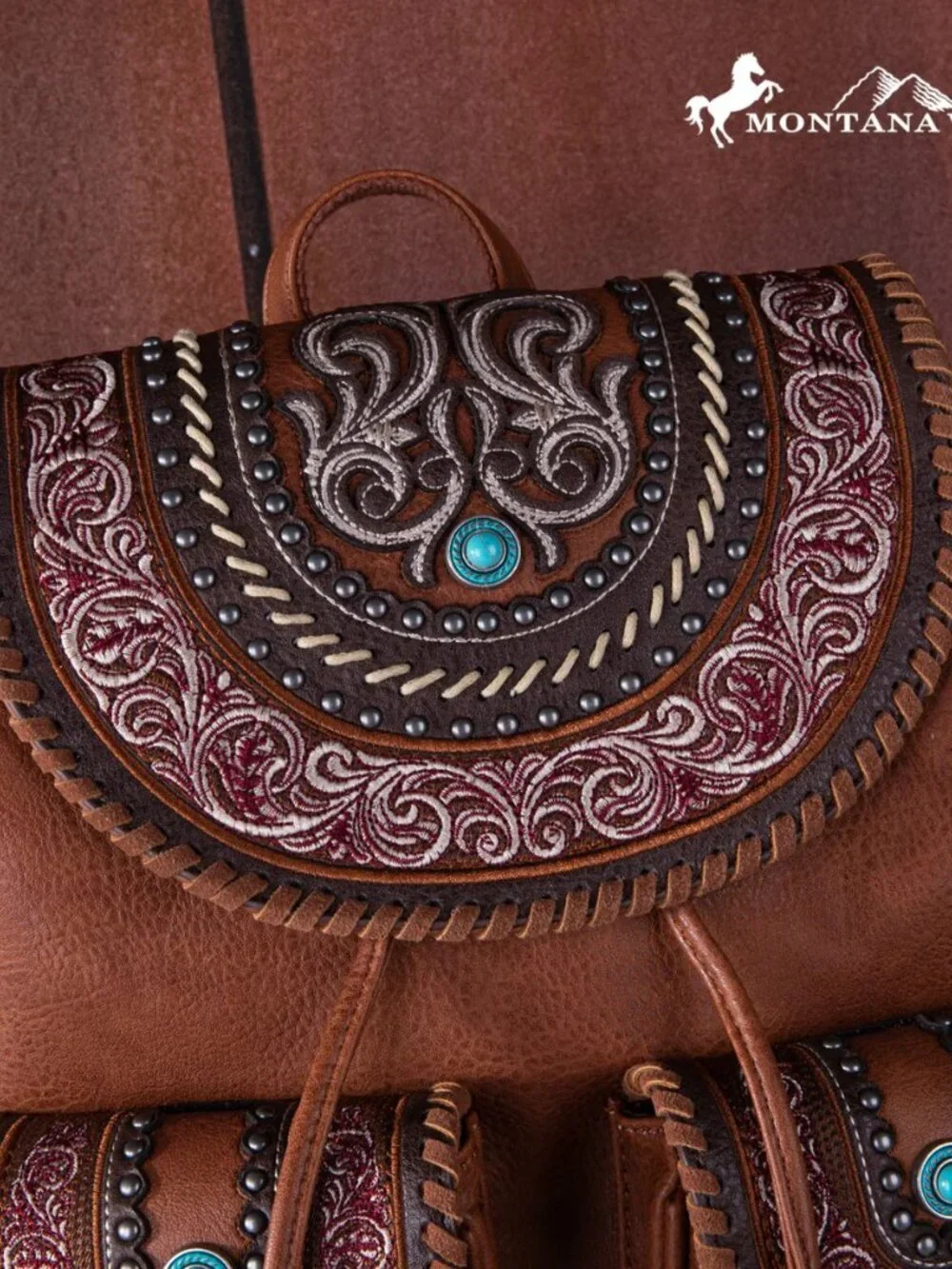Montana West Floral Embroidered Collection Backpack - Brown